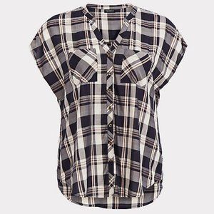 Plaid Button Up Dolman Top